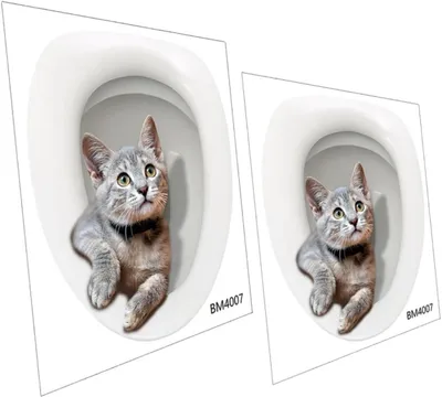Produktbild von 2-teiliges Set Toilettensitzaufkleber, niedliches Katzenmotiv, wasserfest, selbstklebende Toilettendeckelaufkleber