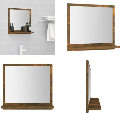 Produktbild von vidaXL Badspiegel Räuchereiche 40x10,5x37 cm Holzwerkstoff - Spiegel - Badspiegel - Badezimmerspiegel - Wandspiegel