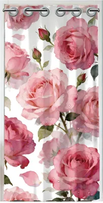 Immagine prodotto di Tenda vintage con motivo di rose rosa, ideale come divisorio per ambienti o decorazione per porte, adatta per uso domestico o in ristoranti