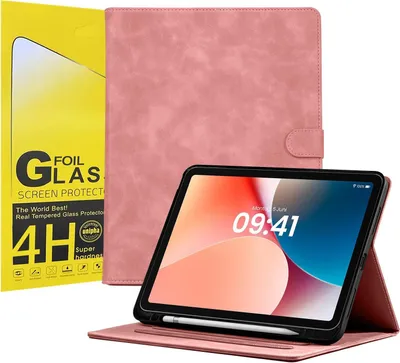 Produktbild von LBH Tablet Schutzhülle + 2x 4H Displayfolie für Apple iPad Air 5 10.9 Zoll Cover Case Schutz Tablet Farbe: Rosa