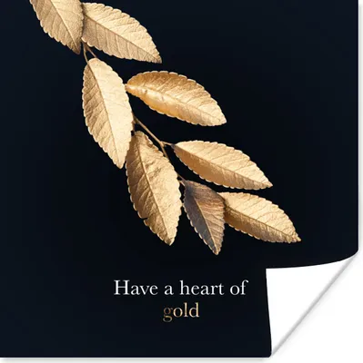 Produktbild von MuchoWow® Poster Blätter - Gold - Zitat 50x50 cm - Wohnzimmerdekoration