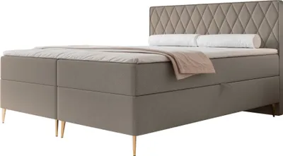Produktbild von Selsey Caresso - Boxspringbett 160x200, Bonellmatratze, Topper, Chenille, hellbraun