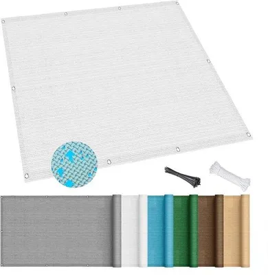 Immagine prodotto di Ombrellone da esterno - Protezione solare per terrazza - Ombrellone traspirante in HDPE - 200x350 cm - Bianco