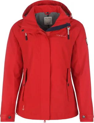 Produktbild von Dry Fashion Damen Funktionsjacke Norderney - Wasserdichte Outdoor-Jacke mit gestreiftem Innenfutter in Rot Größe 38