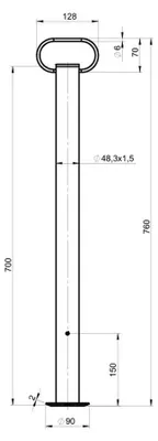 Produktbild von UNITRAILER MS 0019-700 Feste Stütze für 150 kg Pritschenanhänger 48 mm 700 mm