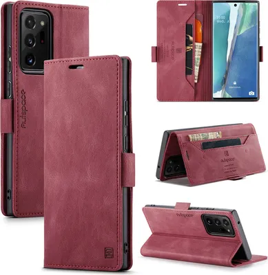 Image de Galaxy Note 20 Ultra Case, RetroPolyuréthaneLeather Case, Stand and Protective Case for Samsung Galaxy Note 20 Ultra Red Red