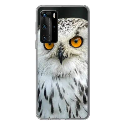 Produktbild von MuchoWow® Handyhülle Schutzhülle Hülle für Huawei P40 Pro Eine braune Eule mit orangefarbenen Augen Silikon Softcase Handy Hülle - Schutz