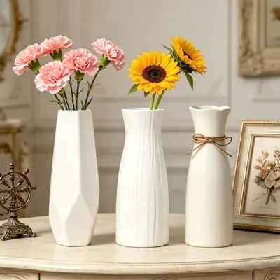 Zdjęcie produktu dla Zestaw 3 ceramicznych wazonów, wysokość 21 cm, do dekoracji