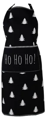 Produktbild von Clayre & Eef Küchenschürze 70x85 cm Schwarz Weiß Baumwolle Weihnachtsbaum