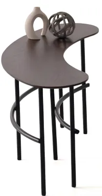 Obrázek produktu pro Elegantní odkládací stolek se zakřivenou deskou a kovovým podnožím