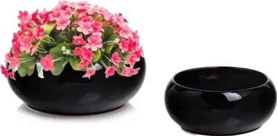 Produktbild von Keramik Blumentopf, schwarz, Dekoschale, 14x6cm