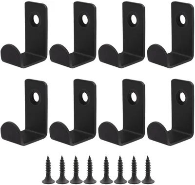 Productafbeelding van Wandhaken Set - Haken - Organiseren Thuis - Stevig Carbon Staal - 8 Stuks - Zwart