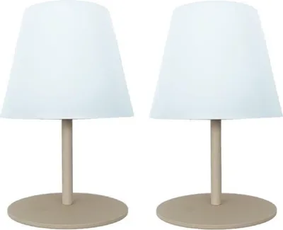Obrázok produktu pre 2 bezdrôtové stolové lampy TWINS - krémová - H 16 cm - LED