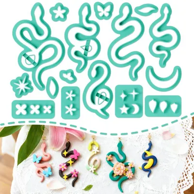 Ton-Ausstecher-Set, 16-teilig, Schlangen-Motive, für DIY-Schmuck