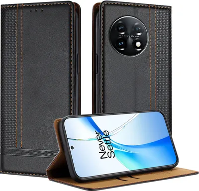 Produktbild von Handyhülle für OnePlus 11 Leder Flip Klappbare Schutzhülle mit Standfunktion Schwarz