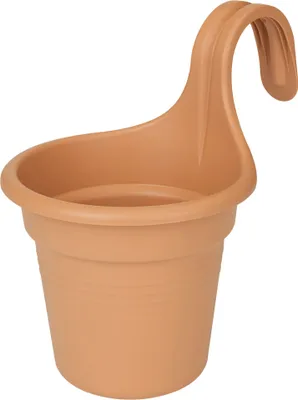 A single brown hanging planter pot is shown against a white background.