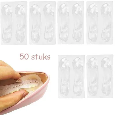 Produktbild von 50 Stück Hielzusätze - 10*2,5cm - Mondform - mit Rillen - Hielzusätze silikon - transparent - antischlupp - für Damen & Herren - Laufschuhe