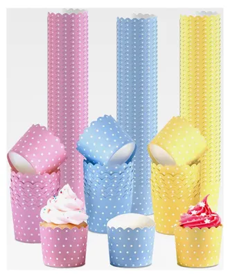 Produktbild von 150 Stück Cupcake Wrapper Kuchenkörbchen Muffinförmchen aus Papier für Backtage, Geburtstage, Teekränzchen, Hochzeiten und Partys