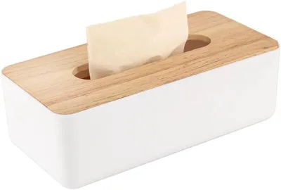 Produktbild von Taschentuchbox mit Eichenfurnier, hölzerne Taschentuchbox, 21 x 13 x 9,5 cm Taschentuchspender, praktische Taschentuchbox, Taschentuchboxen für handelsübliche Taschentücher