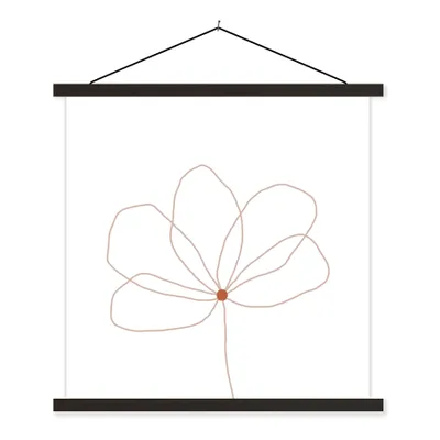 Produktbild von MuchoWow® Textilposter Blume - Strichzeichnung - Natur 90x90 cm mit schwarzem Rahmen - Magnetisches
