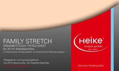 Produktbild von Heike Spannbettlaken, Jersey Family Stretch, 97% Mako-Baumwolle 3% Elasthan, 230 gr/m2, bis 35 cm Höhe (Apricot, 140x200 cm-160x220 cm)