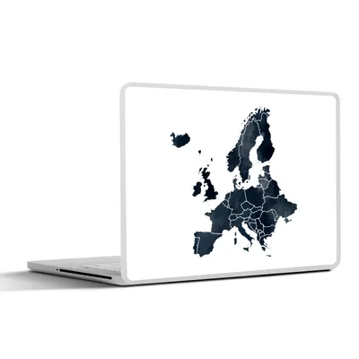 Produktbild von MuchoWow® Laptop Aufkleber Sticker Cover Karte von Europa - Aquarell - Blau 31x22.5 cm - Laptop-Deko