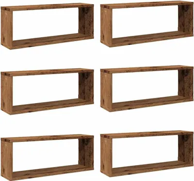 Produktbild von Würfel-Wandregale 6 Stk. Altholz-Optik 60x15x23 Holzwerkstoff
