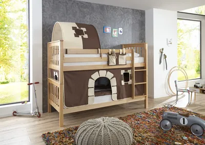 Produktbild von Etagenbett mit hohem Kopf- und Fußteil Kick Buche Natur lackiert 90x200 cm