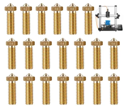 3D-Druckerdüsen-Set, 20 Stück, Messing, 0,2–1,0 mm