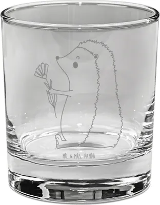 Produktbild von Mr. & Mrs. Panda Cocktailglas Igel Blumen - Transparent - Geschenk, Genesungswünsche, Gute Besserung, Trinkglas, Gin Tumbler, Glas, für, Krankenhaus, Krankheit, krank