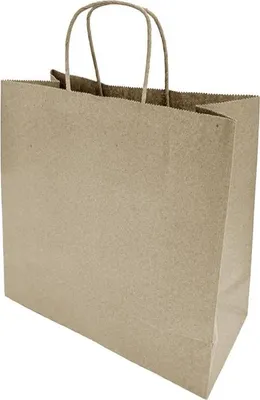 Image de Sac en papier recyclable Fiesta avec poignée torsadée marron - Moyen (250 pièces)