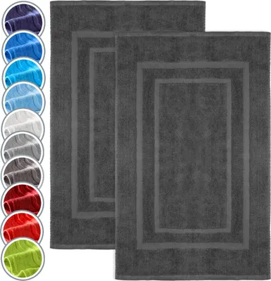 Produktbild von Badematte Badvorleger 2er Pack 50x80cm, 100% Baumwolle, Anthrazit grau