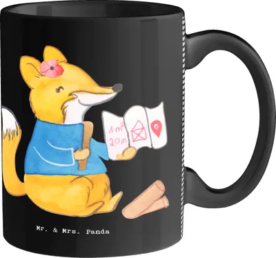 Produktbild von Mr. & Mrs. Panda Kaffeetasse Architektin Herz - Schwarz - Geschenk, Zeichnung, Architekturbüro, Begabt, Innenarchitektin, Jubiläum, Kreativ, schöne tasse, Becher, Fuchs