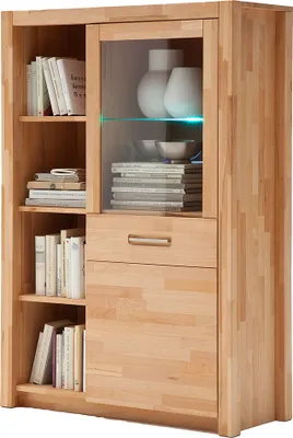 Produktbild von Highboard mit LED-Beleuchtung, Kernbuche massiv geölt, FOSSANO-06