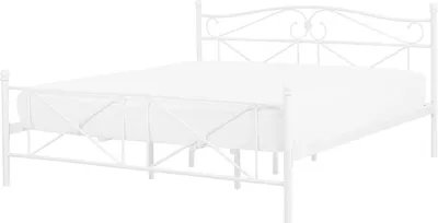 Produktbild von BELIANI Metallbett Weiß 140 x 200 cm Mit Lattenrost Stabile Konstruktion Metall Verzierungen Romantisch Klassisch