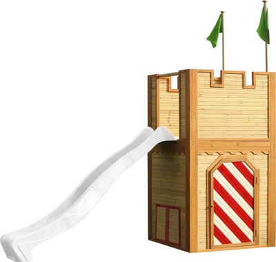 Produktbild von AXI Spielhaus Arthur mit weißer Rutsche | Spielschloss aus Holz für Kinder | Spielturm für den Garten