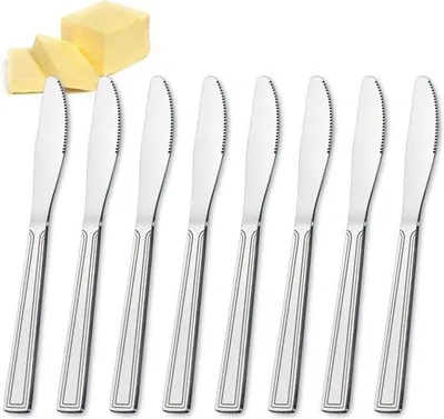 Immagine prodotto di Set da 16 pezzi in acciaio inossidabile, posate, coltello da tavola, coltello da cena con lama seghettata, posate, coltello da colazione per feste, ristoranti, caffetterie, lavabile in lavastoviglie