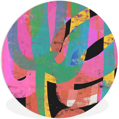 Produktbild von MuchoWow® Rundes Wandbild - Runde Bilder Abstrakt - Farben - Rosa - Grün - Kunst Ø 60 cm Kreis Wanddekoration Kunststoff - Wandkreis - Wandschmuck - Wand Kreis - Das Schlafzimmer - Die Bilder - Wandmalerei - Kunst für das Haus - das Plastik
