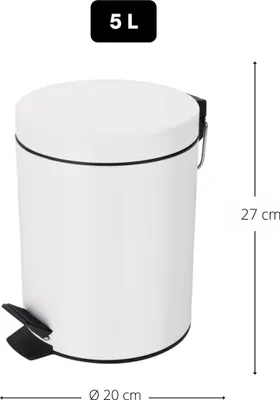 Produktbild von Spirella 7610583163950, 5 l, Rund, Stahl, Weiß, Terrasse, 19 cm