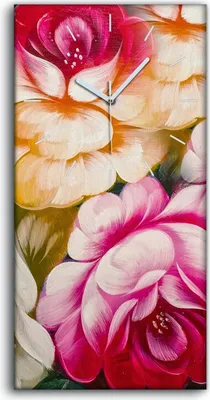 Produktbild von Wandbild Leinwand Bilder mit Uhr Geräuschlos 30x60 Abstrakte Kunst Blumen - weiße Hände
