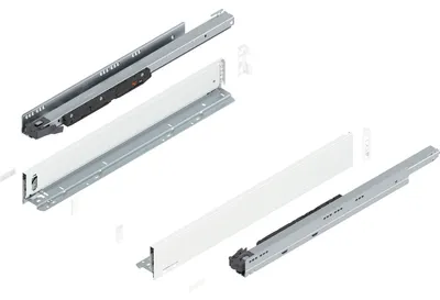 Produktbild von Blum Legrabox pure H M Schubladenschienen Set | 1 Paar, 70kg 650mm | Tip On Vollauszug, seidenweiß
