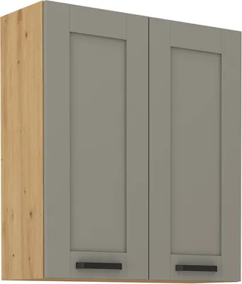 Immagine prodotto di Armadietto superiore alto LAILI - larghezza 80 cm, grigio chiaro / rovere artisan