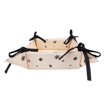 Produktbild von Clayre & Eef Brotkorb 35x35x8 cm Beige Schwarz Baumwolle Blumen