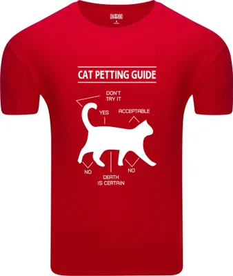 Produktbild von Diarbo Herren T-Shirt mit Lustiger Aufdruck Katze Streichelt Rot Gr.L
