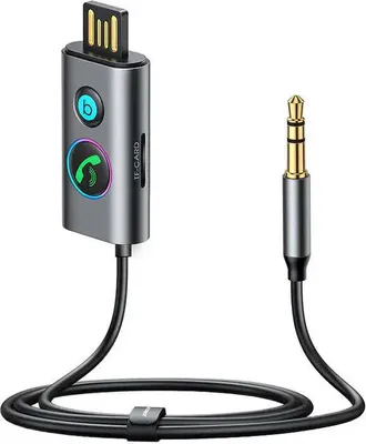 Produktbild von Joyroom JR-CB6 kabelloser Autoempfänger Bluetooth Technologie – Grau 100 cm mit LED