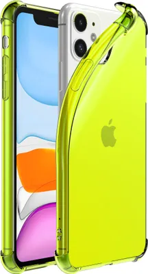 Image de Smartphonica iPhone 11 transparent
  housse en silicone antichoc avec bumper - jaune fluo