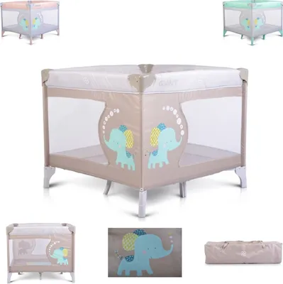 Produktbild von Reiselaufstall Giant, Laufstall klappbar, mit Matratze als Reisebett grau beige