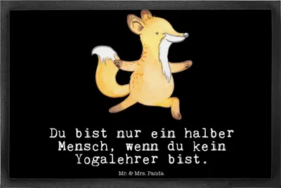 Produktbild von Mr. & Mrs. Panda Schmutzmatte Yogalehrer Herz 40 x 60 cm - Schwarz - Geschenk, Schmutzfangmatte, fußmatte, Gummimatte, Fussmatte, Schmutzfänger