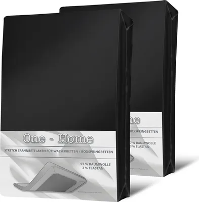 Produktbild von 2 Spannbettlaken 180x200 - 200x220 cm schwarz Elasthan Boxspringbett Wasserbett