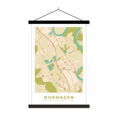 Produktbild von MuchoWow® Textilposter Stadtplan - Vintage - Dormagen - Karte 120x180 cm mit schwarzem Rahmen - Fotos